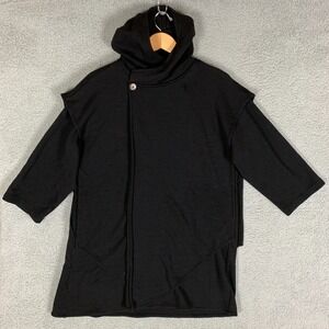 Bryn Walker Wool Wrap Heavy Coat M/L Black Hooded Lagenlook Overcoat Trench